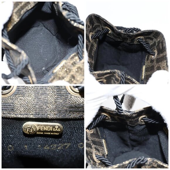 FENDI Zucca Canvas Shoulder Bag Black Brown Auth 120527AM - Picture 15 of 16